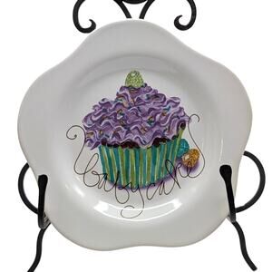 Rosanna Baby Cake Purple Cupcake Ceramic Cake Plate 7.5"